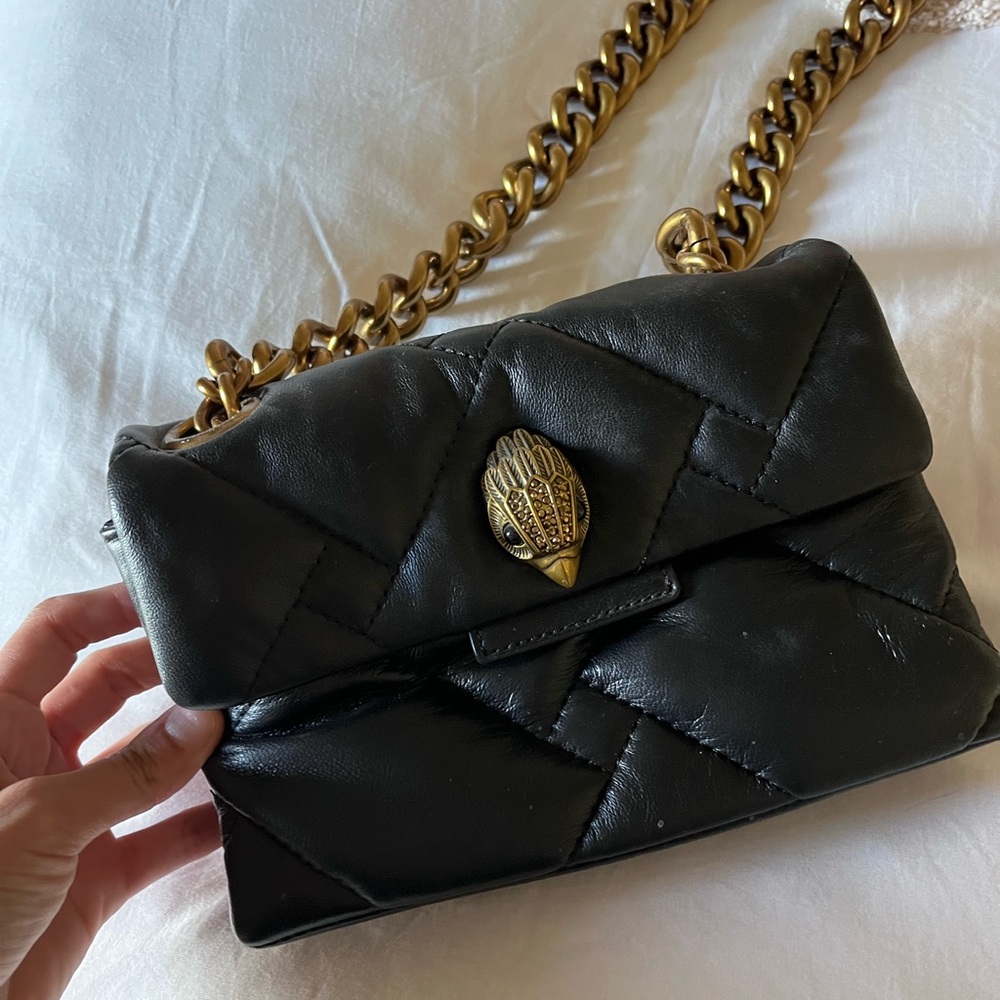 Kurt Geiger Black Quilted Shoulder Bag with Gold Chain